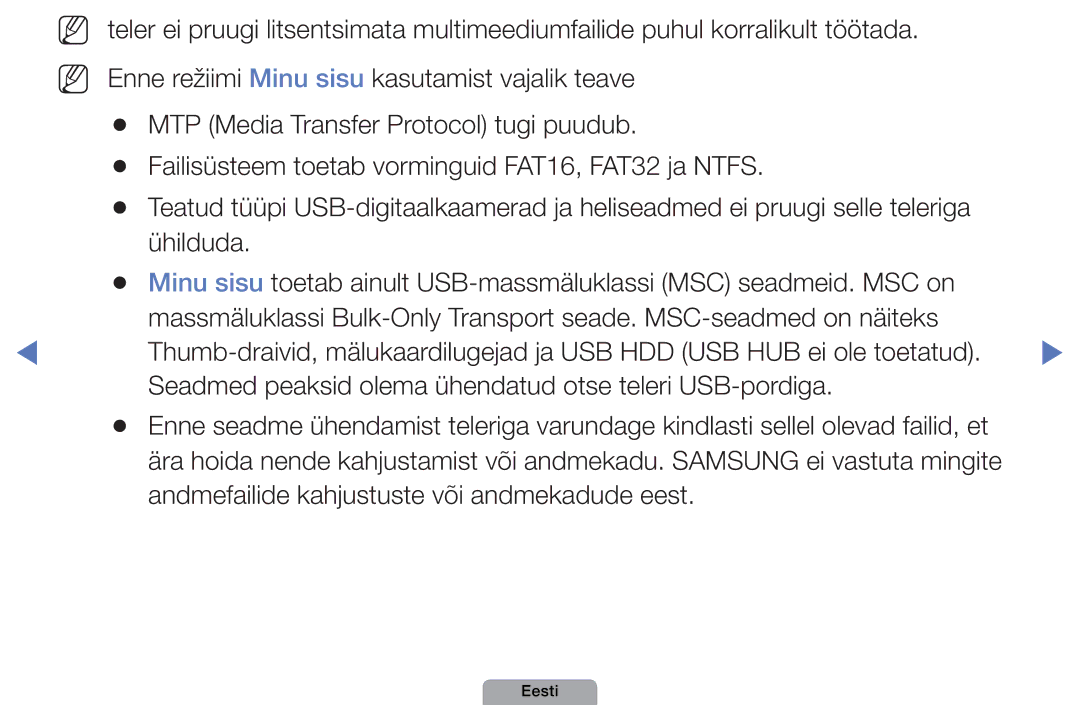 Samsung UE32D5000PWXBT, UE22D5010NWXBT, UE37D5000PWXBT, UE27D5000NWXBT, UE19D4000NWXBT, UE32D4000NWXBT, UE40D5000PWXBT Eesti 