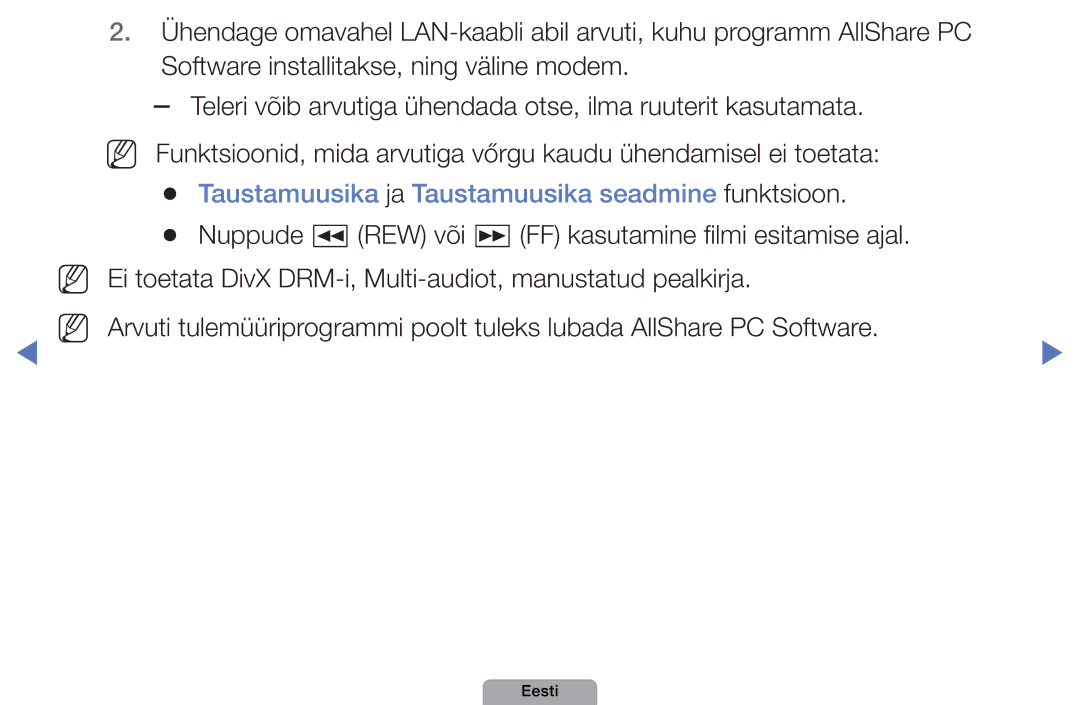 Samsung UE40D5000PWXBT, UE32D5000PWXBT, UE22D5010NWXBT, UE37D5000PWXBT Taustamuusika ja Taustamuusika seadmine funktsioon 