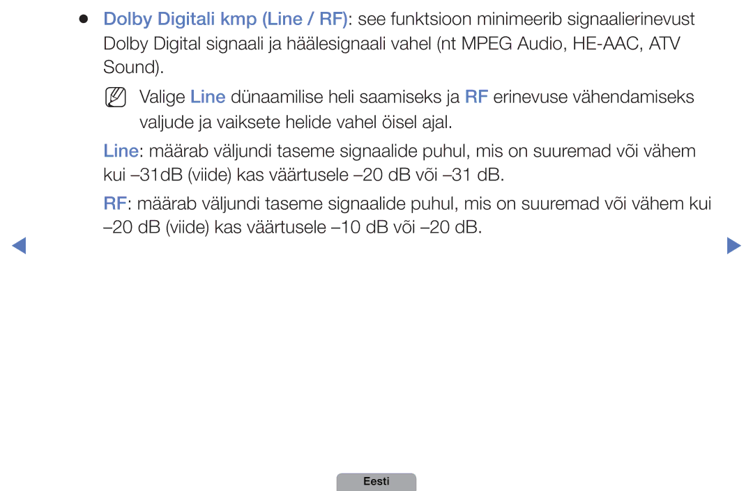 Samsung UE27D5000NWXBT manual Valjude ja vaiksete helide vahel öisel ajal, Kui -31dB viide kas väärtusele -20 dB või -31 dB 