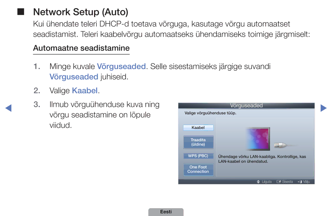 Samsung UE27D5000NWXBT, UE32D5000PWXBT, UE22D5010NWXBT, UE37D5000PWXBT, UE19D4000NWXBT, UE32D4000NWXBT manual Network Setup Auto 