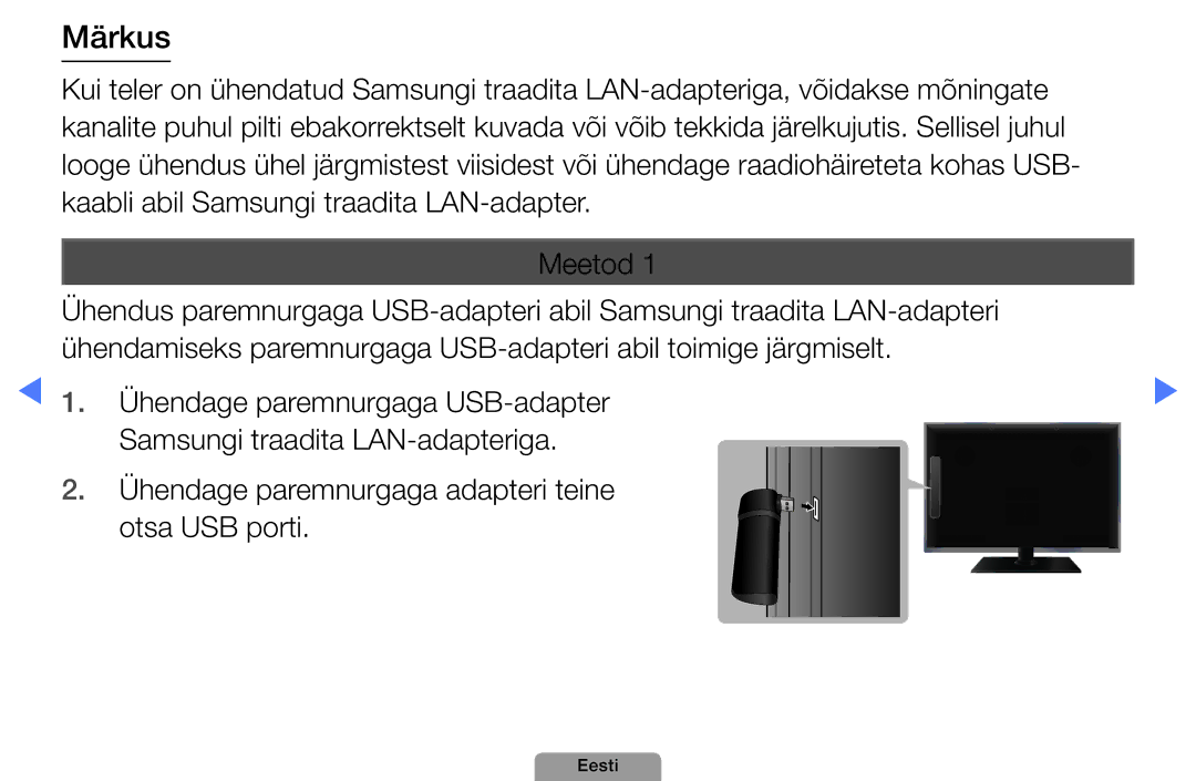 Samsung UE27D5000NWXBT, UE32D5000PWXBT, UE22D5010NWXBT, UE37D5000PWXBT, UE19D4000NWXBT, UE32D4000NWXBT manual Märkus, Meetod 