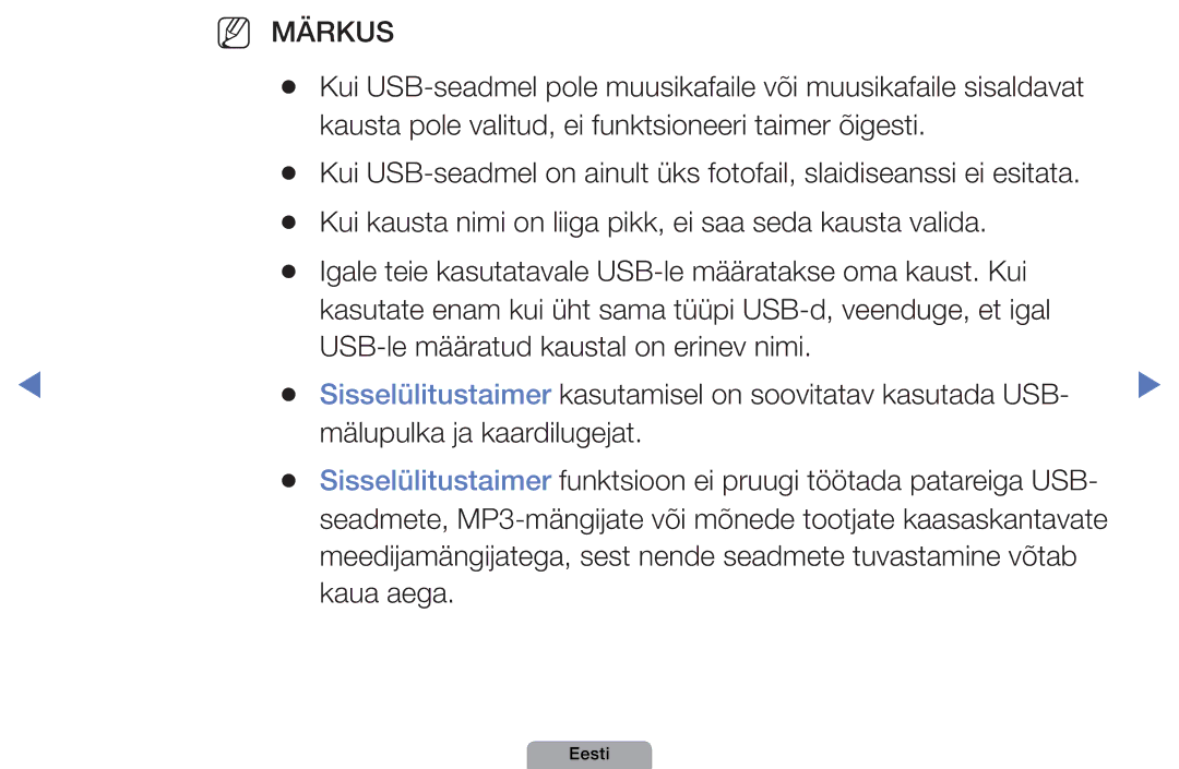 Samsung UE22D5010NWXBT, UE32D5000PWXBT, UE37D5000PWXBT manual Seadmete, MP3-mängijate või mõnede tootjate kaasaskantavate 