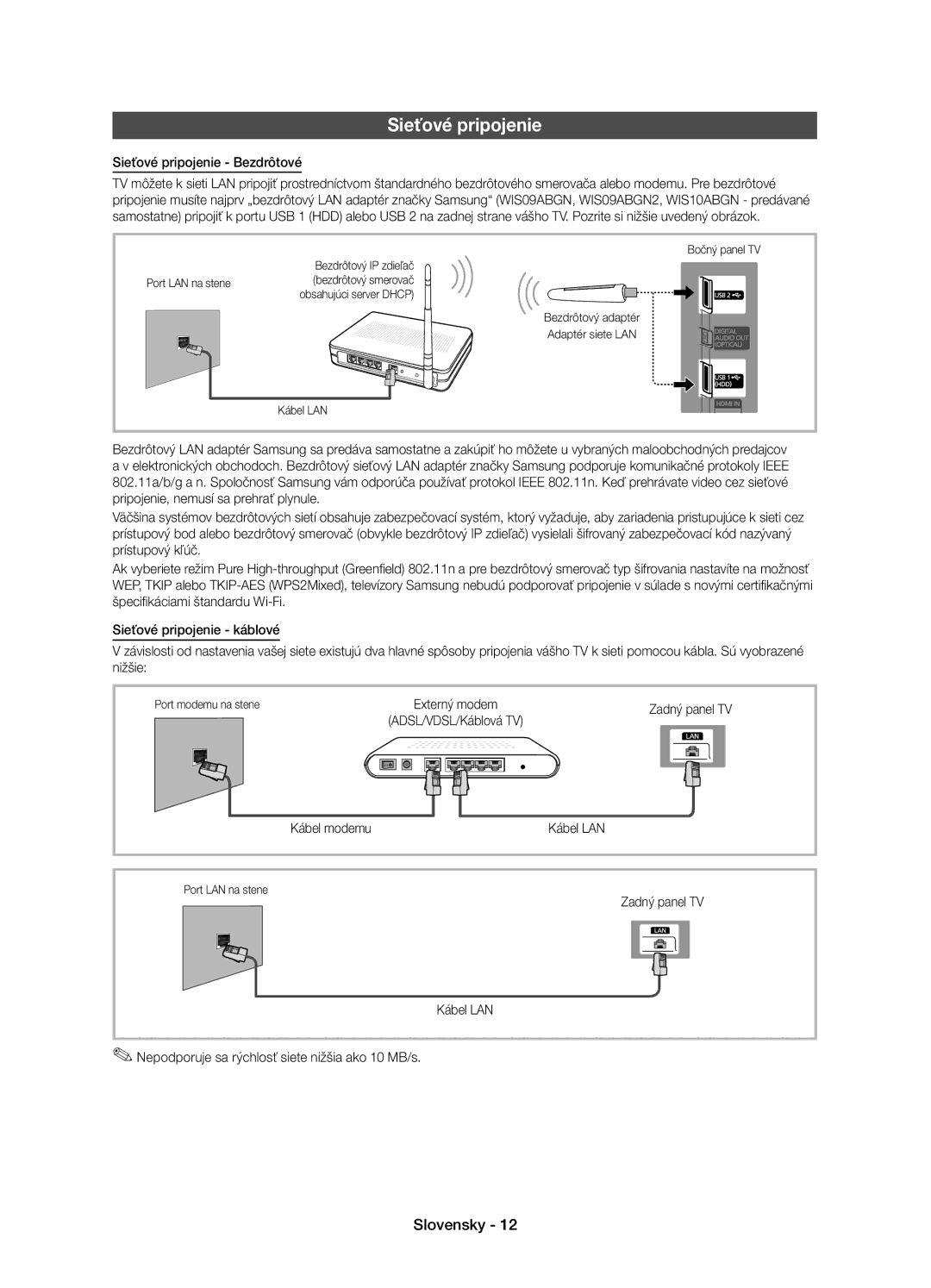 Samsung UE46D5000PWXZG, UE32D5000PWXZG, UE40D5000PWXZT, UE40D5000PWXZG, UE37D5000PWXZG, UE40D5000PWXXH manual Sieťové pripojenie 