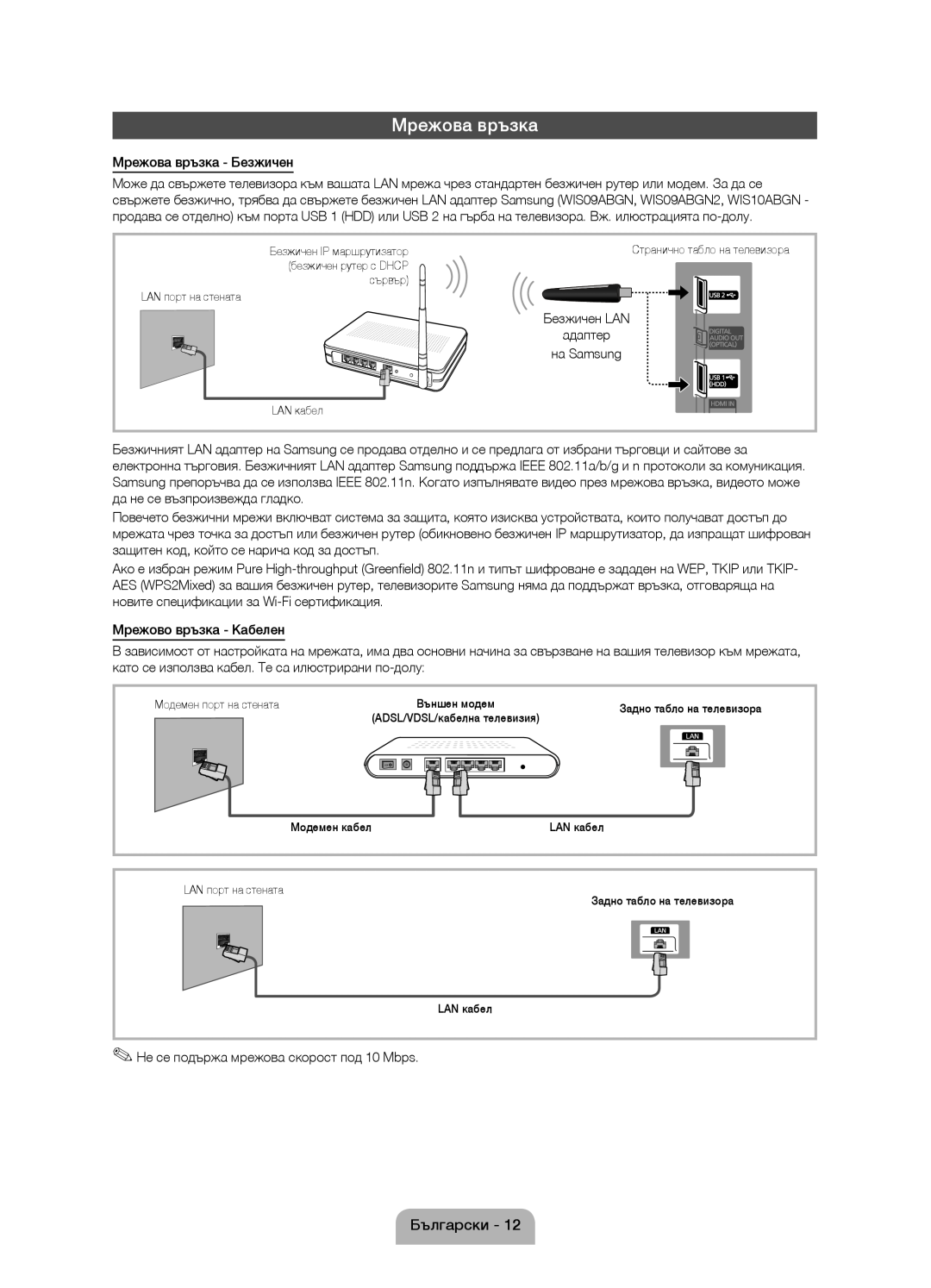 Samsung UE46D5000PWXZT manual Мрежова връзка - Безжичен, да не се възпроизвежда гладко, Мрежово връзка - Кабелен 