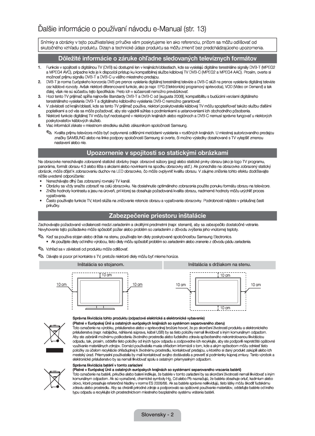 Samsung UE32D5000PWXZT Ďalšie informácie o používaní návodu e-Manual str, Upozornenie v spojitosti so statickými obrázkami 
