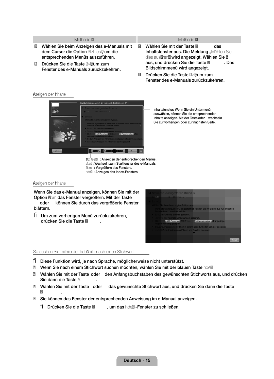 Samsung UE46D6100SPXZT, UE32D6100SPXZT, UE55D6100SPXZT, UE40D6100SPXZT, UE37D6100SPXZT manual Anzeigen der Inhalte Methode 