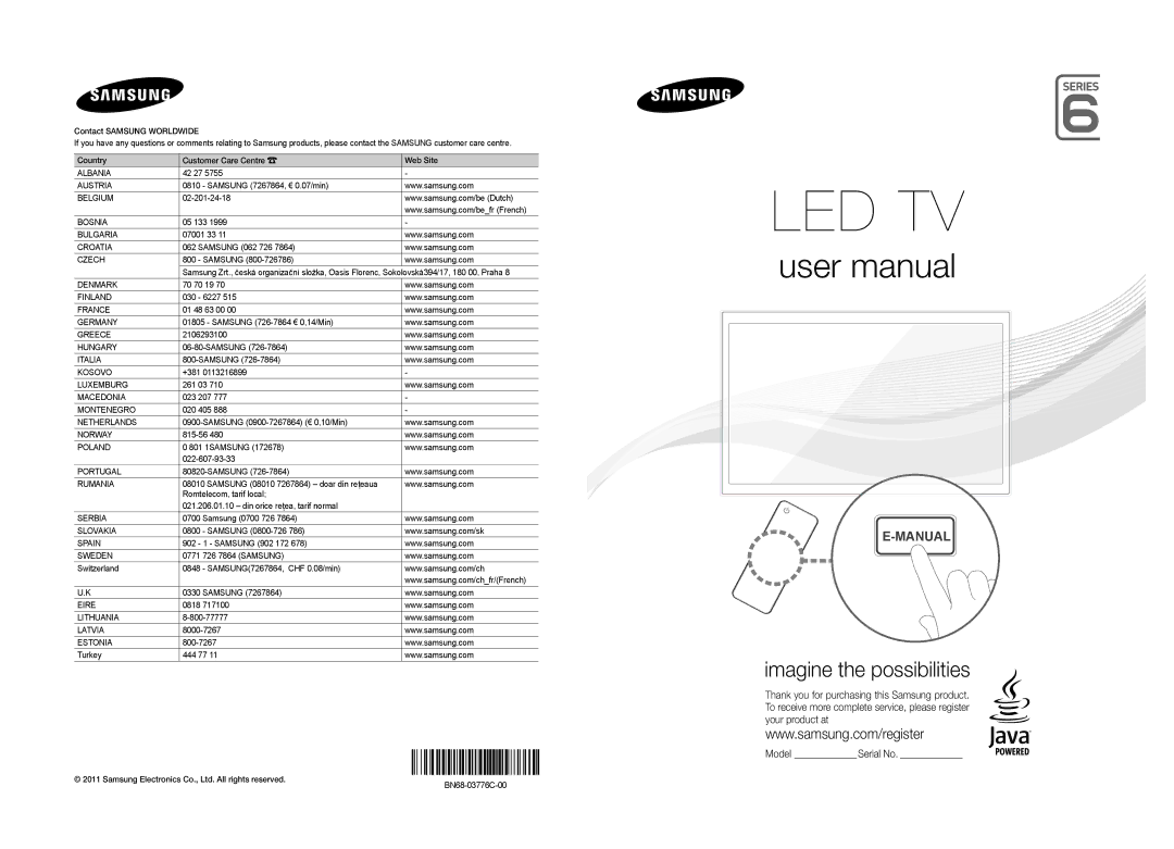 Samsung UE37D6510WQXZT, UE32D6500VQXZT, UE46D6540UQXZT, UE37D6500VQXZT, UE40D6510WQXZT manual Czech, BN68-03776C-00 