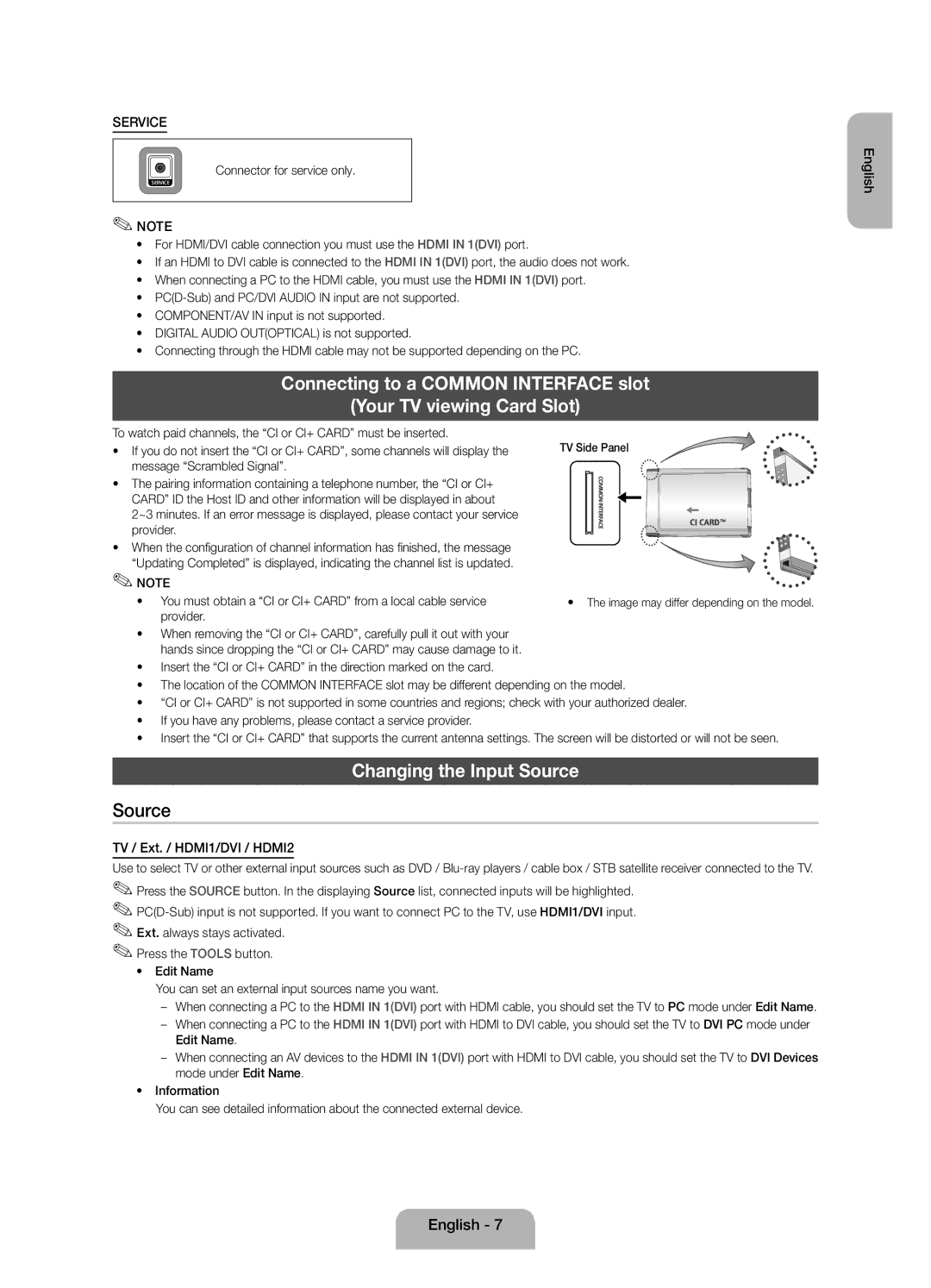 Samsung UE32EH4003WXZF, UE32EH4003WXXC manual Changing the Input Source, TV / Ext. / HDMI1/DVI / HDMI2 