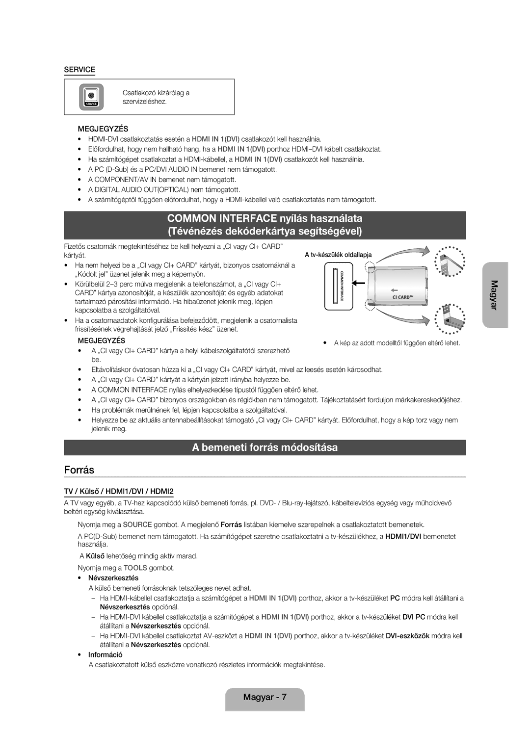 Samsung UE32EH4003WXXH manual Bemeneti forrás módosítása, TV / Külső / HDMI1/DVI / HDMI2 