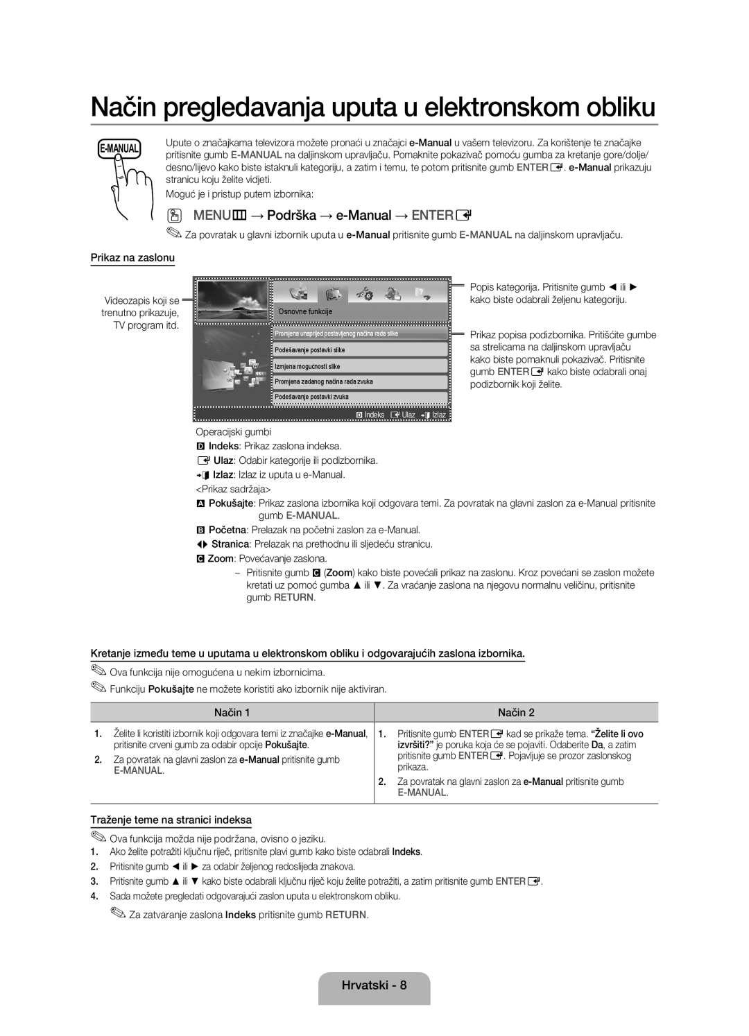 Samsung UE32EH4003WXXH manual Traženje teme na stranici indeksa 