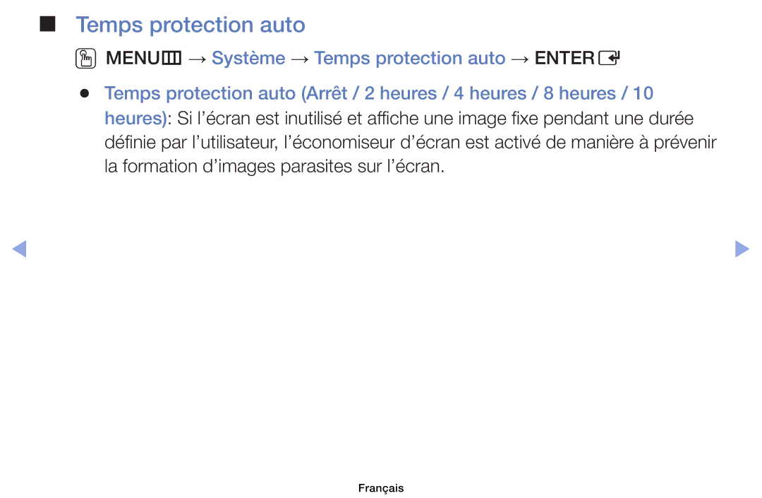 Samsung UE39EH5003WXZF, UE32EH4003WXZF, UE40EH6030WXZF, UE46EH6030WXZF, UE32EH6030WXZF manual Temps protection auto 