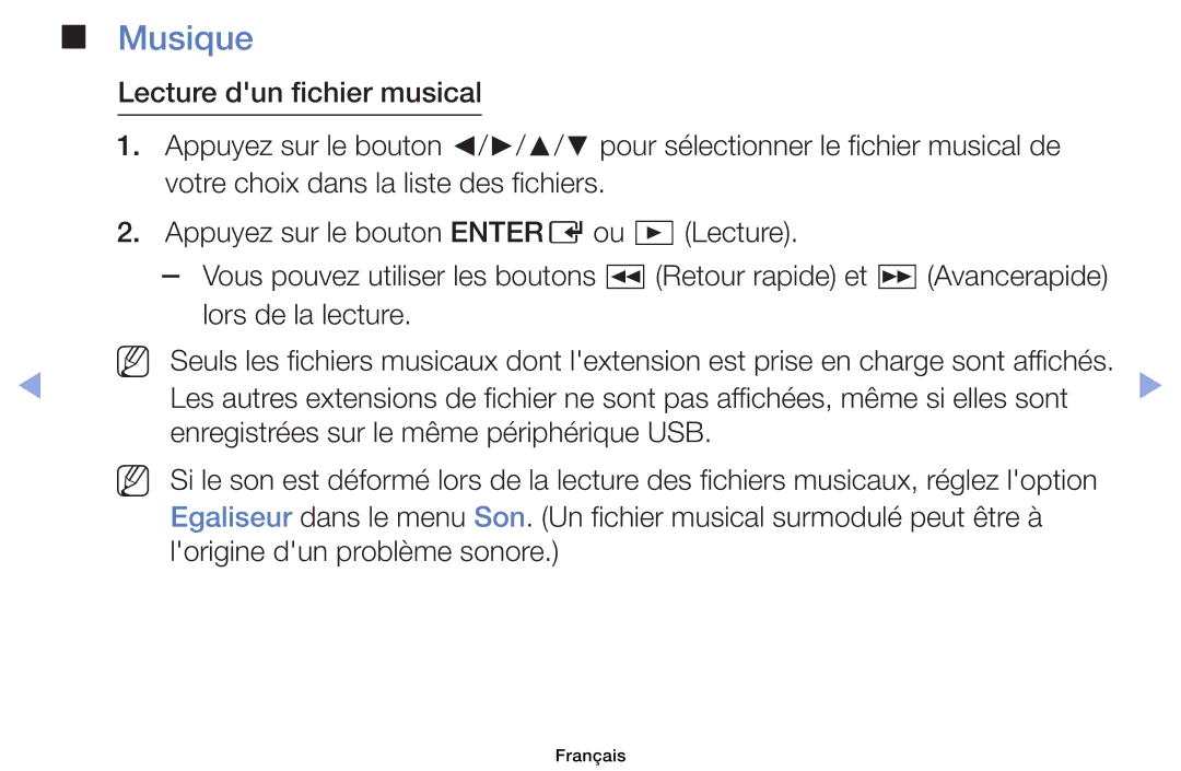 Samsung UE32EH4003WXZF Musique, Charge Sont Affichés, Affichées, Elles Sont Enregistrées sur le même périphérique USB 