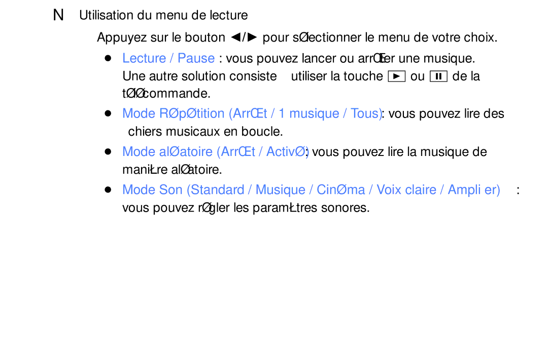 Samsung UE39EH5003WXZF, UE32EH4003WXZF, UE40EH6030WXZF, UE46EH6030WXZF manual Vous pouvez régler les paramètres sonores 