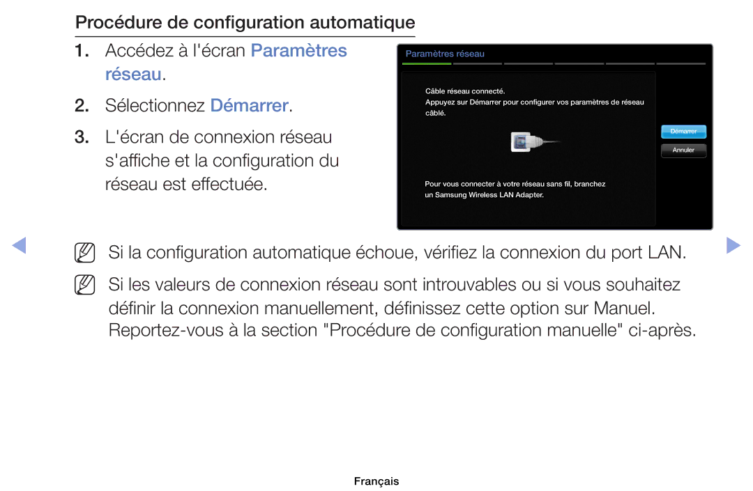 Samsung UE46EH6030WXZF, UE32EH4003WXZF, UE39EH5003WXZF, UE40EH6030WXZF, UE32EH6030WXZF manual Paramètres réseau 