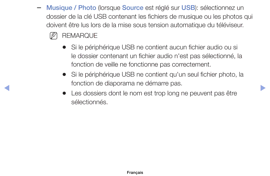 Samsung UE39EH5003WXZF, UE32EH4003WXZF, UE40EH6030WXZF manual Si le périphérique USB ne contient aucun fichier audio 