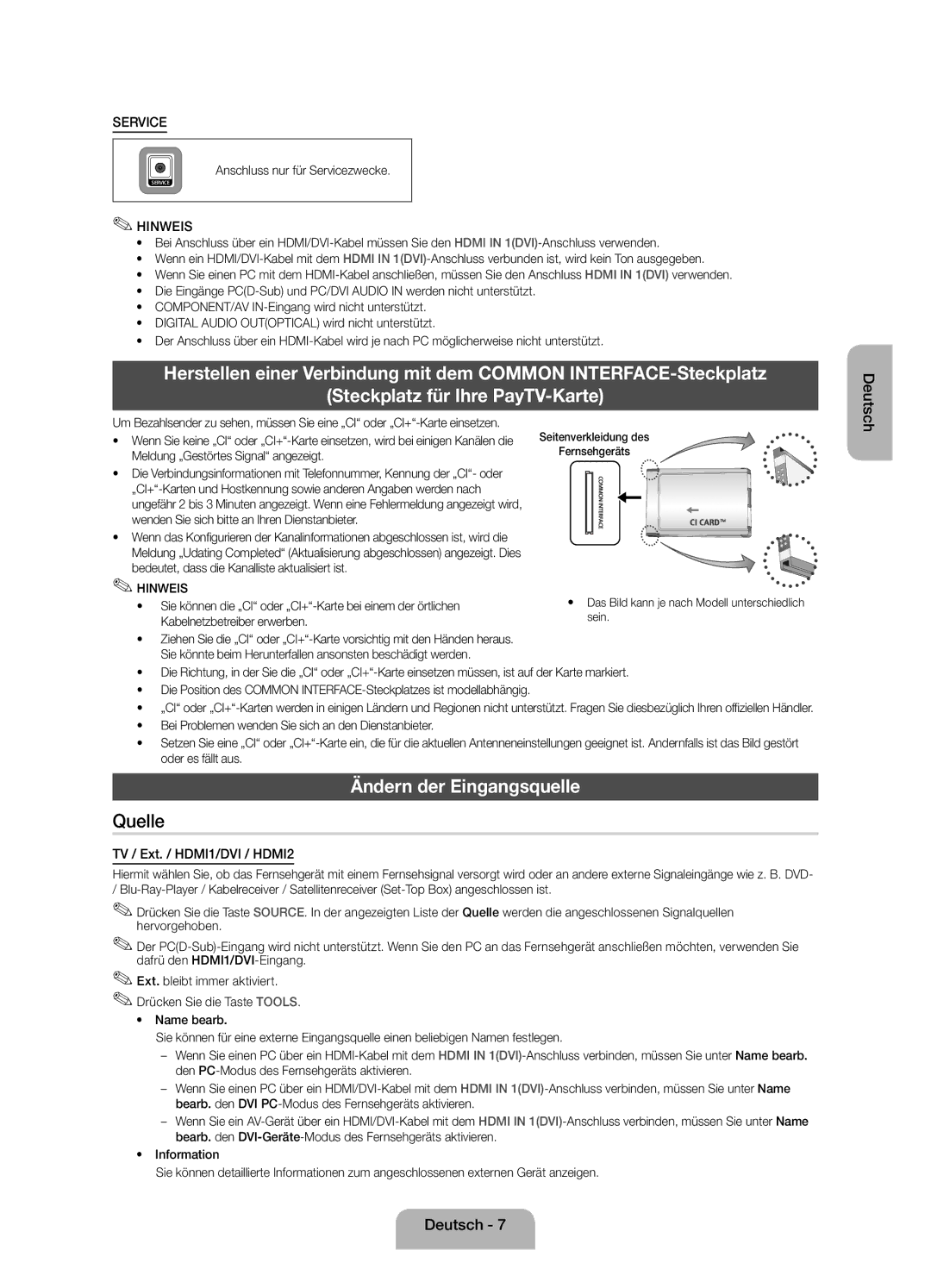 Samsung UE32EH4003WXZF manual Ändern der Eingangsquelle 