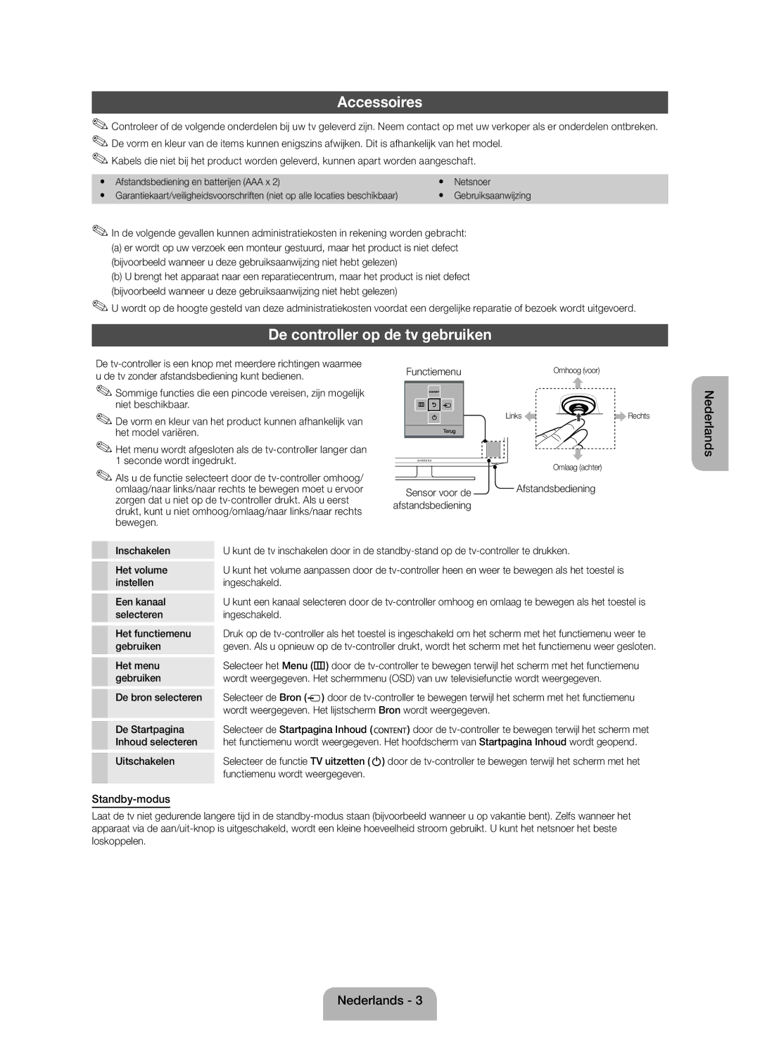 Samsung UE32EH4003WXZF manual De controller op de tv gebruiken, Sensor voor de 