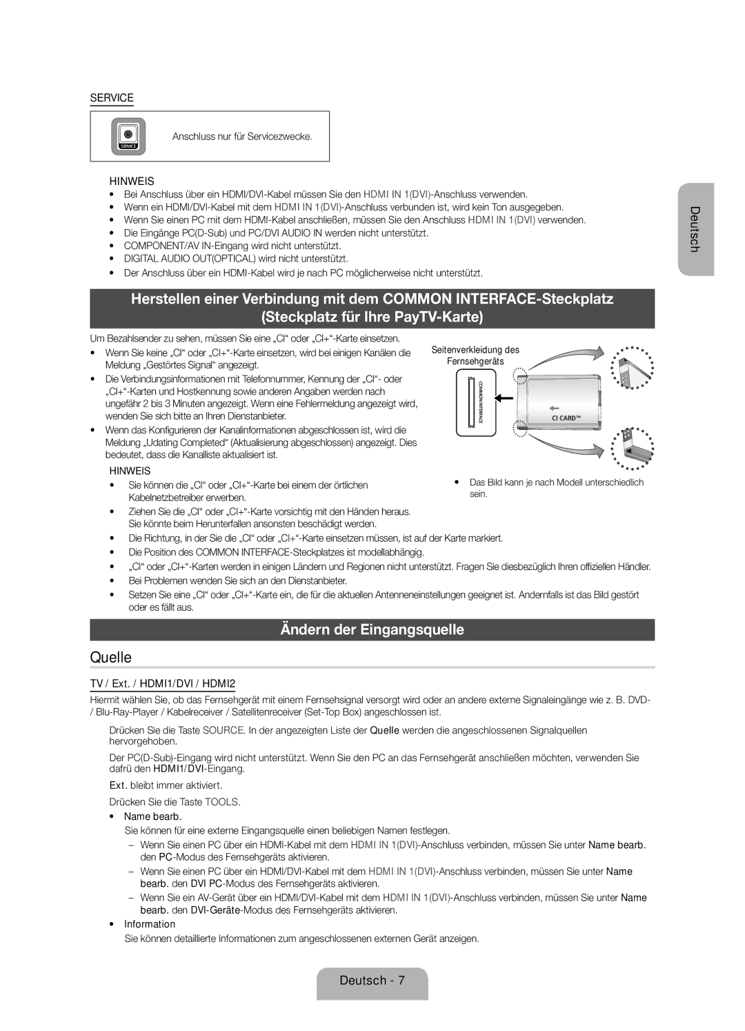 Samsung UE32EH4003WXZT manual Ändern der Eingangsquelle 