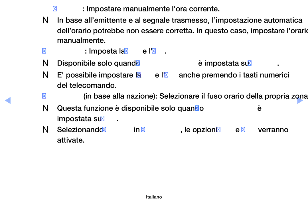 Samsung UE32EH5000WXXH Manuale Impostare manualmente lora corrente, Manualmente, Imposta Ora Imposta la Data e lOra 
