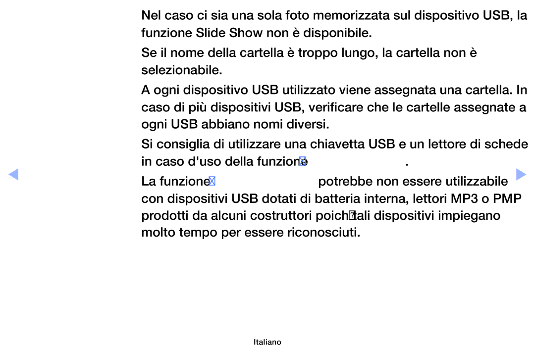 Samsung UE60EH6000SXZT, UE32EH5000WXXH, UE32EH5000WXZT, UE32EH4000WXZT, UE19ES4000WXZT manual Ogni USB abbiano nomi diversi 