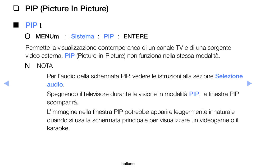 Samsung UE22ES5000WXZT, UE32EH5000WXXH, UE32EH5000WXZT, UE32EH4000WXZT, UE19ES4000WXZT PIP Picture In Picture, PIP t, Audio 