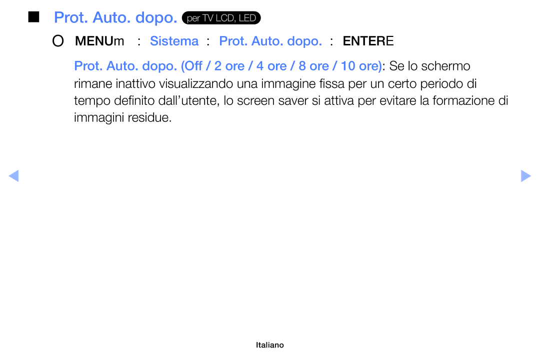 Samsung UE46EH5000WXZT, UE32EH5000WXXH, UE32EH5000WXZT, UE32EH4000WXZT, UE19ES4000WXZT manual Prot. Auto. dopo. per TV LCD, LED 