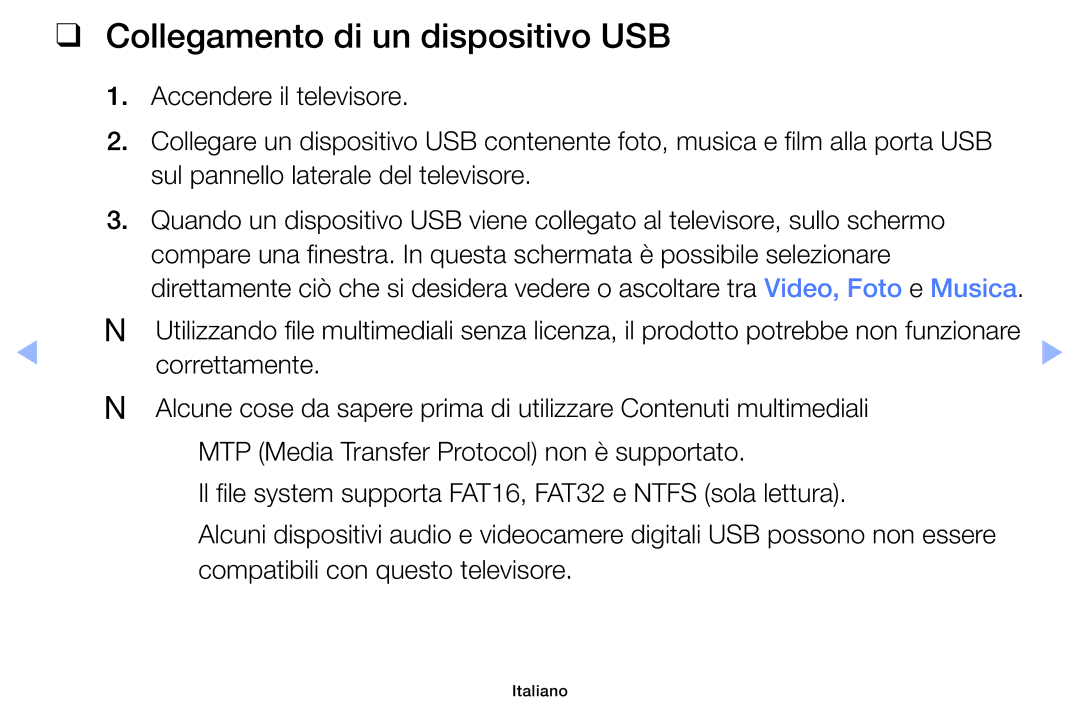 Samsung UE32EH5000WXXH, UE32EH5000WXZT manual Collegamento di un dispositivo USB, Compatibili con questo televisore 