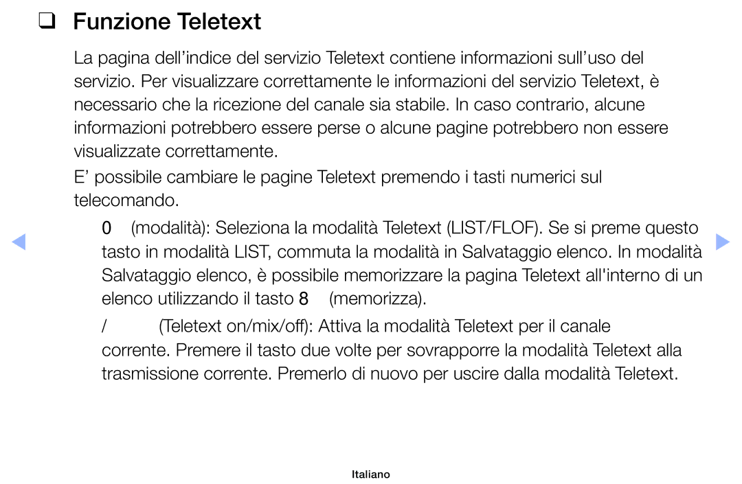 Samsung UE19ES4000WXZT, UE32EH5000WXXH, UE32EH5000WXZT, UE32EH4000WXZT, UE60EH6000SXZT, UE40EH5000WXZT manual Funzione Teletext 