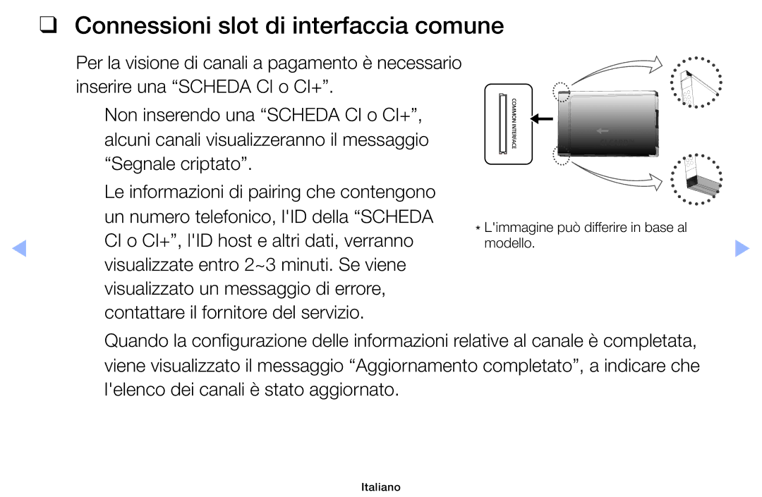 Samsung UE32EH5000WXXH, UE32EH5000WXZT Connessioni slot di interfaccia comune, CI o CI+, lID host e altri dati, verranno 