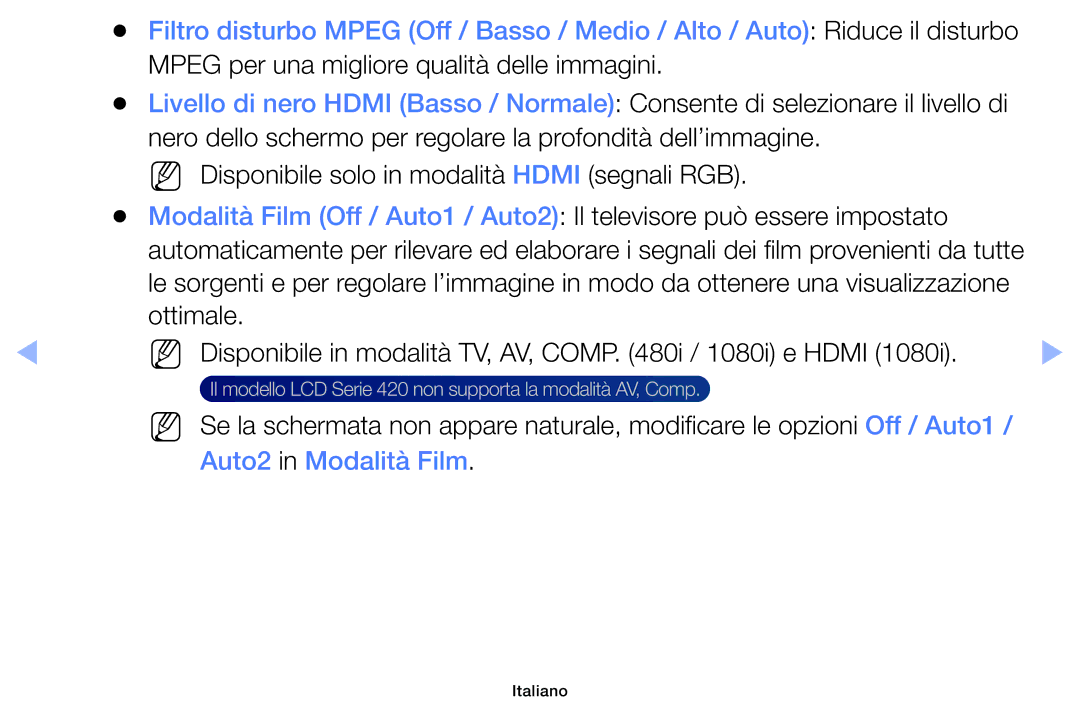 Samsung UE19ES4000WXZT, UE32EH5000WXXH, UE32EH5000WXZT manual Il modello LCD Serie 420 non supporta la modalità AV, Comp 