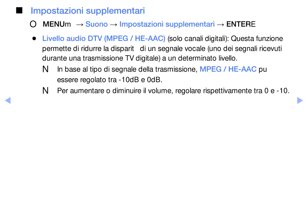 Samsung UE19ES4000WXZT, UE32EH5000WXXH, UE32EH5000WXZT manual OOMENUm → Suono → Impostazioni supplementari → Entere 