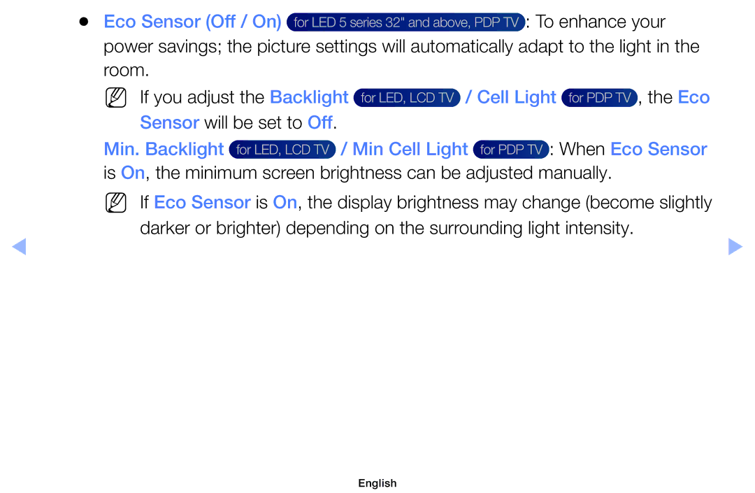 Samsung UE40EH5050WXRU, UE32EH5000WXXN, UE22ES5000WXZG, UE46EH5000WXXN, UE40EH5000WXXH, UE19ES4000WXXN manual Cell Light, Eco 