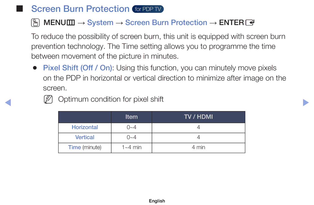 Samsung UE26EH4030WXRU manual Screen Burn Protection for PDP TV, OOMENUm → System → Screen Burn Protection → Entere 