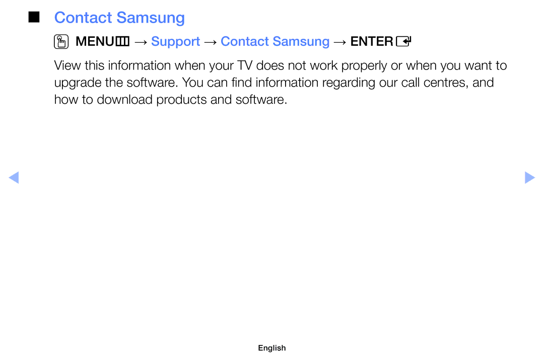 Samsung UE46EH5000WXZG, UE32EH5000WXXN, UE22ES5000WXZG, UE46EH5000WXXN manual OOMENUm → Support → Contact Samsung → Entere 