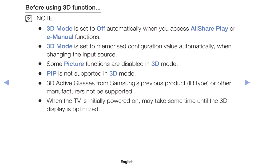 Samsung UE60EH6000SXZG, UE32EH5000WXXN, UE22ES5000WXZG, UE46EH5000WXXN, UE40EH5000WXXH manual Before using 3D function 