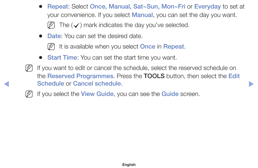 Samsung UE22ES5000WXXN manual Schedule or Cancel schedule, If you select the View Guide, you can see the Guide screen 