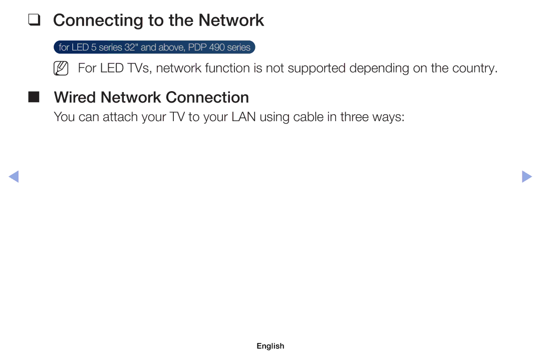 Samsung UA40EH5000WXSH manual Connecting to the Network, You can attach your TV to your LAN using cable in three ways 