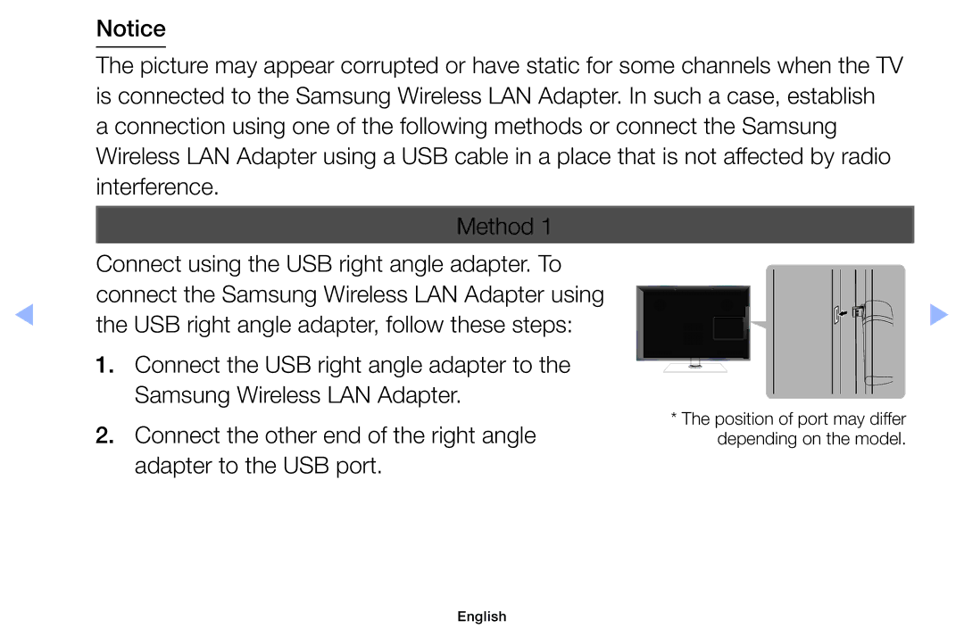 Samsung UE60EH6000SXBT, UE32EH5000WXXN, UE22ES5000WXZG, UE46EH5000WXXN Position of port may differ depending on the model 