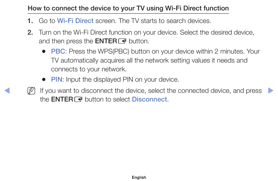 Samsung UE22ES5000WXRU, UE32EH5000WXXN, UE22ES5000WXZG, UE46EH5000WXXN, UE40EH5000WXXH Entere button to select Disconnect 