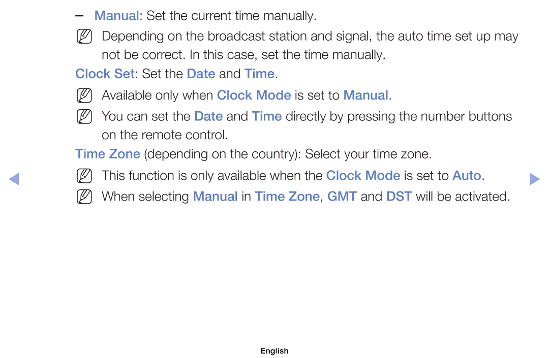 Samsung UE40EH5000WXRU Manual Set the current time manually, Not be correct. In this case, set the time manually 