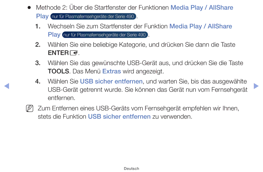 Samsung UE32EH4000WXZF, UE32EH5000WXXN, UE22ES5000WXZG, UE46EH5000WXXN, UE40EH5000WXXH TOOLS. Das Menü Extras wird angezeigt 