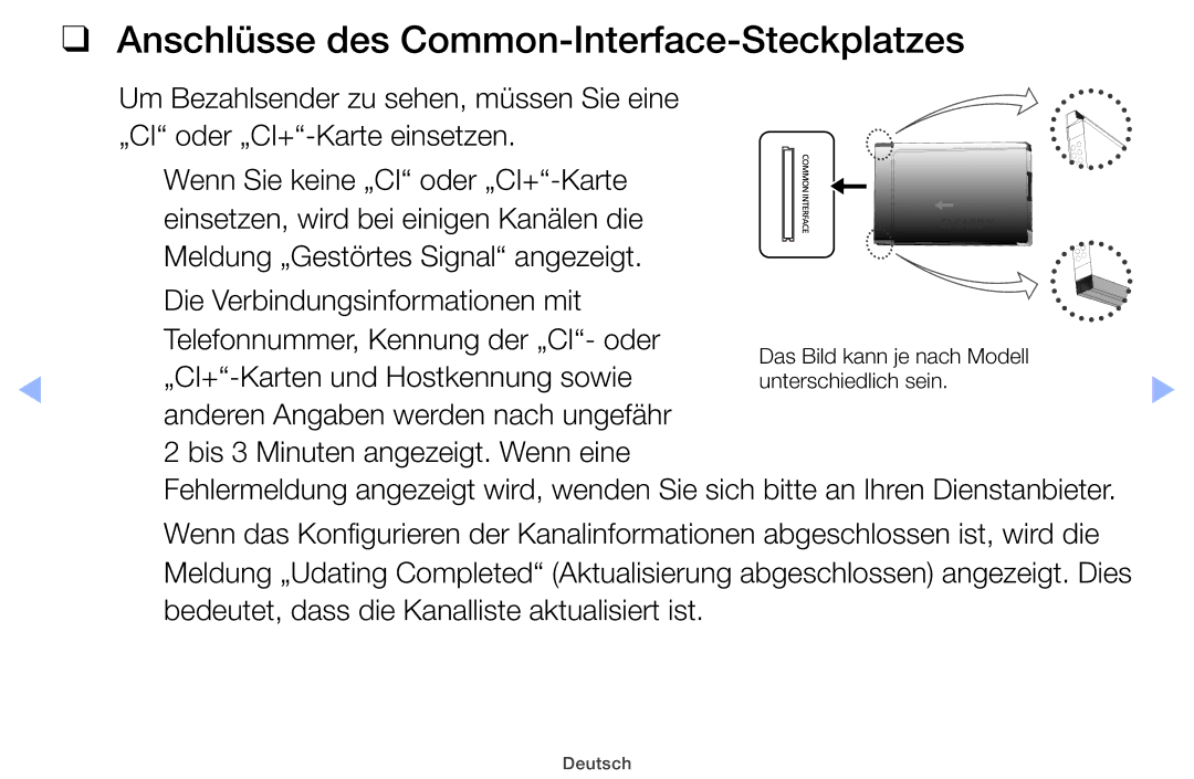 Samsung UE32EH5000WXXN, UE22ES5000WXZG Anschlüsse des Common-Interface-Steckplatzes, „CI+-Karten und Hostkennung sowie 