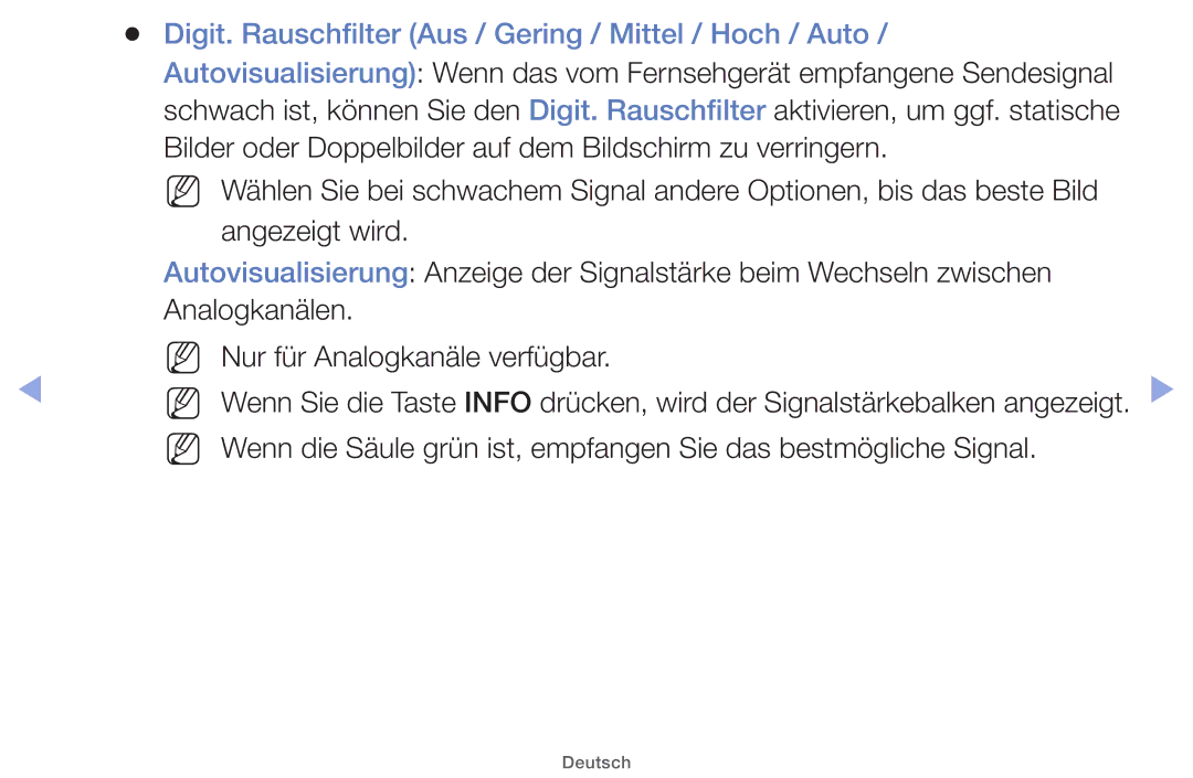 Samsung UE32EH4000WXTK, UE32EH5000WXXN, UE22ES5000WXZG manual Digit. Rauschfilter Aus / Gering / Mittel / Hoch / Auto 