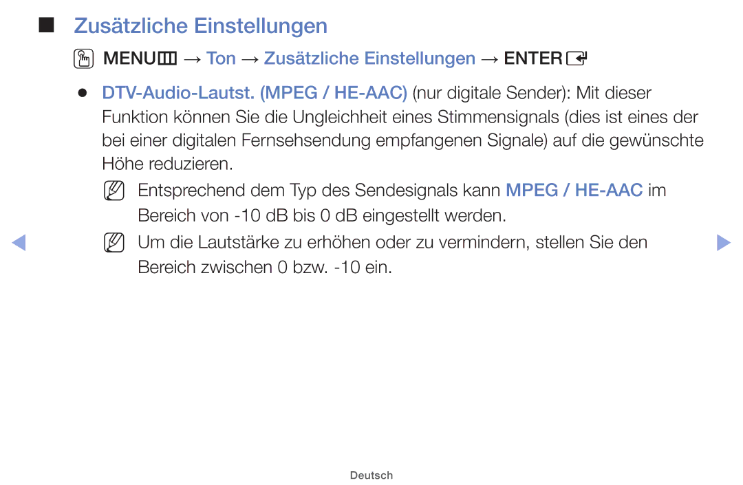 Samsung UE32EH4000WXXN, UE32EH5000WXXN, UE22ES5000WXZG, UE46EH5000WXXN, UE40EH5000WXXH manual Zusätzliche Einstellungen 