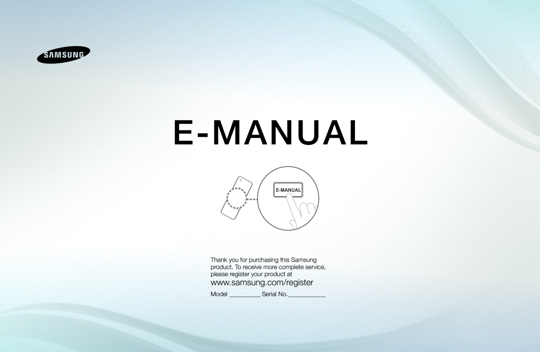 Samsung UE32EH5000WXXH, UE40EH5000WXXH, UE32EH4000WXXH, UE46EH5000WXXH, UE19ES4000WXXH manual E-Manual, Model Serial No 