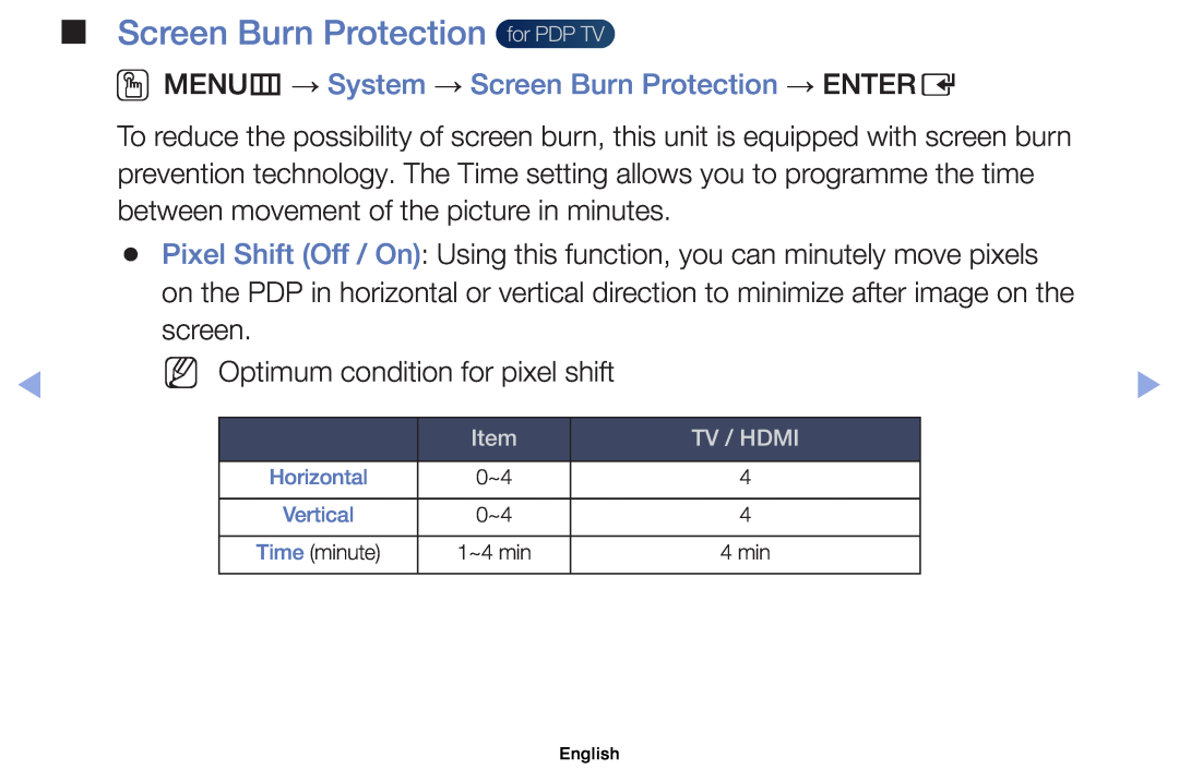 Samsung UE26EH4030WXRU manual Screen Burn Protection for PDP TV, OOMENUm → System → Screen Burn Protection → ENTERE 