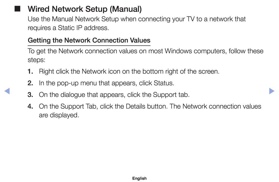 Samsung UE40EH5005KXXE, UE32EH5000WXXN, UE22ES5000WXZG, UE46EH5000WXXN, UE40EH5000WXXH manual Wired Network Setup Manual 