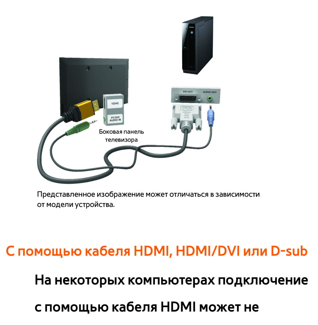 Samsung UE50ES6710SXXH, UE32ES5500WXXH, UE55ES6300SXZG, UE55ES6890SXZG manual Помощью кабеля HDMI, HDMI/DVI или D-sub 