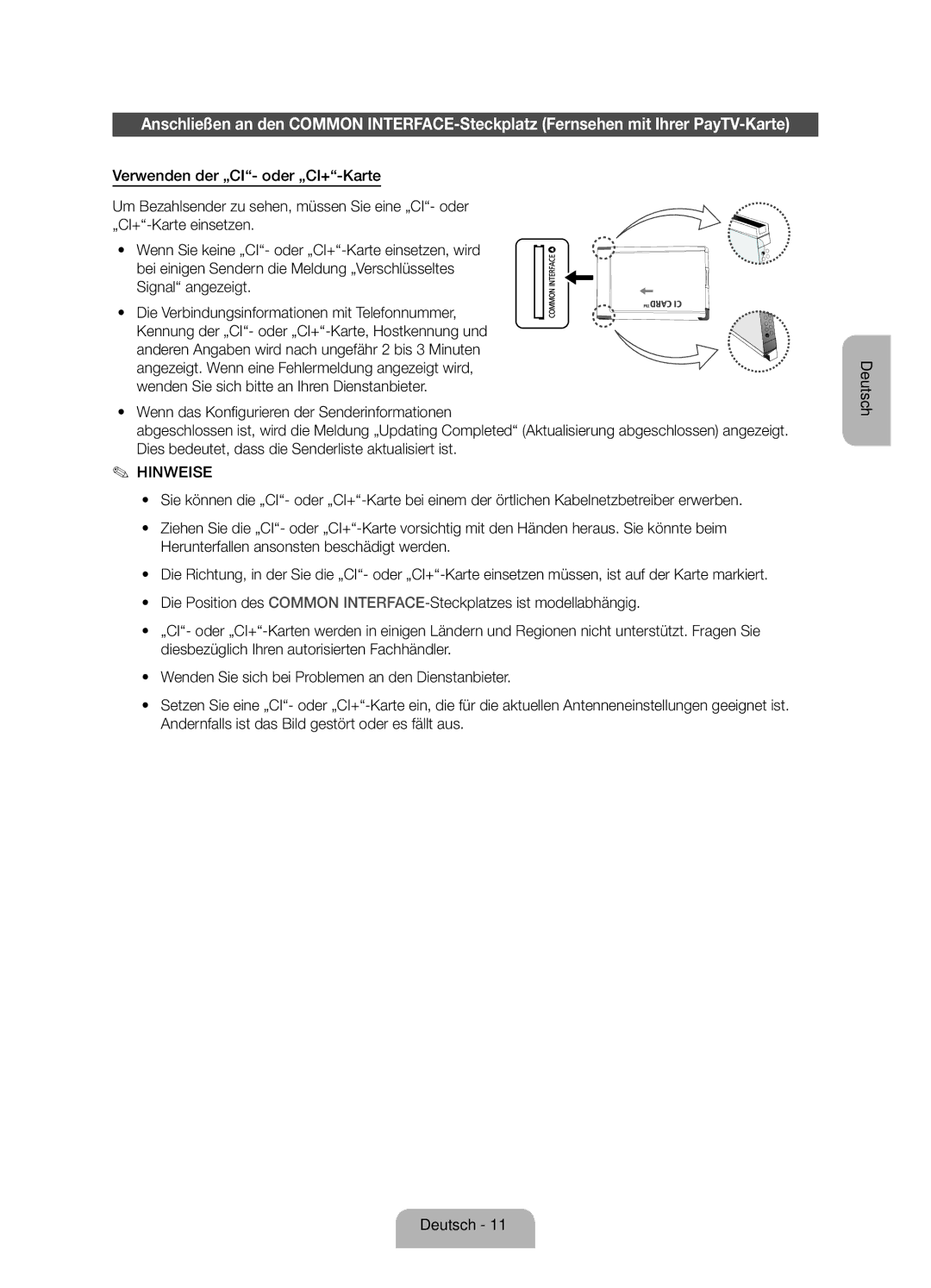 Samsung UE40ES5500WXZF, UE32ES5500WXZF, UE37ES5500WXZF manual Hinweise 