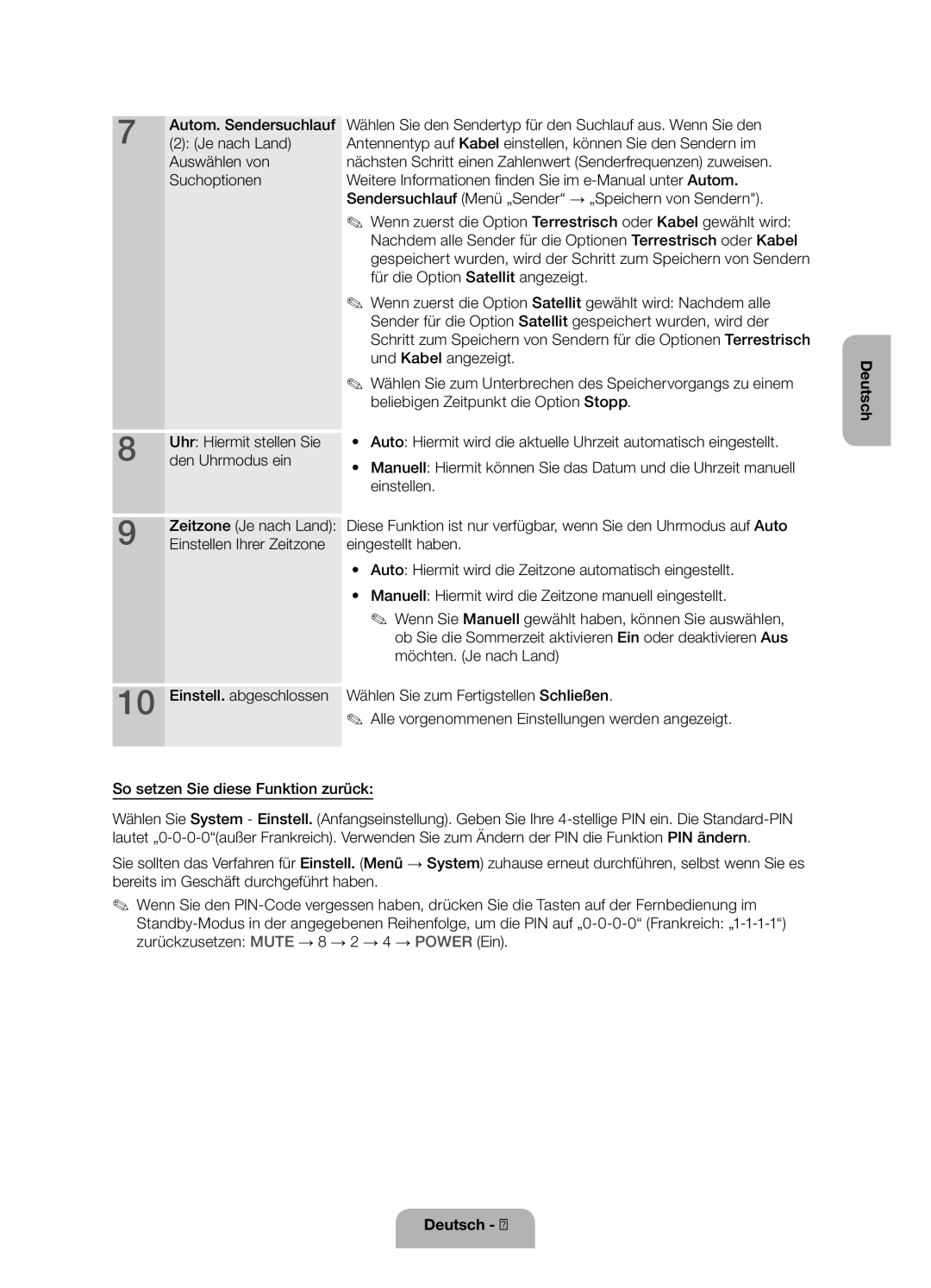 Samsung UE46ES5700SXZF manual Für die Option Satellit angezeigt, Wenn zuerst die Option Satellit gewählt wird Nachdem alle 